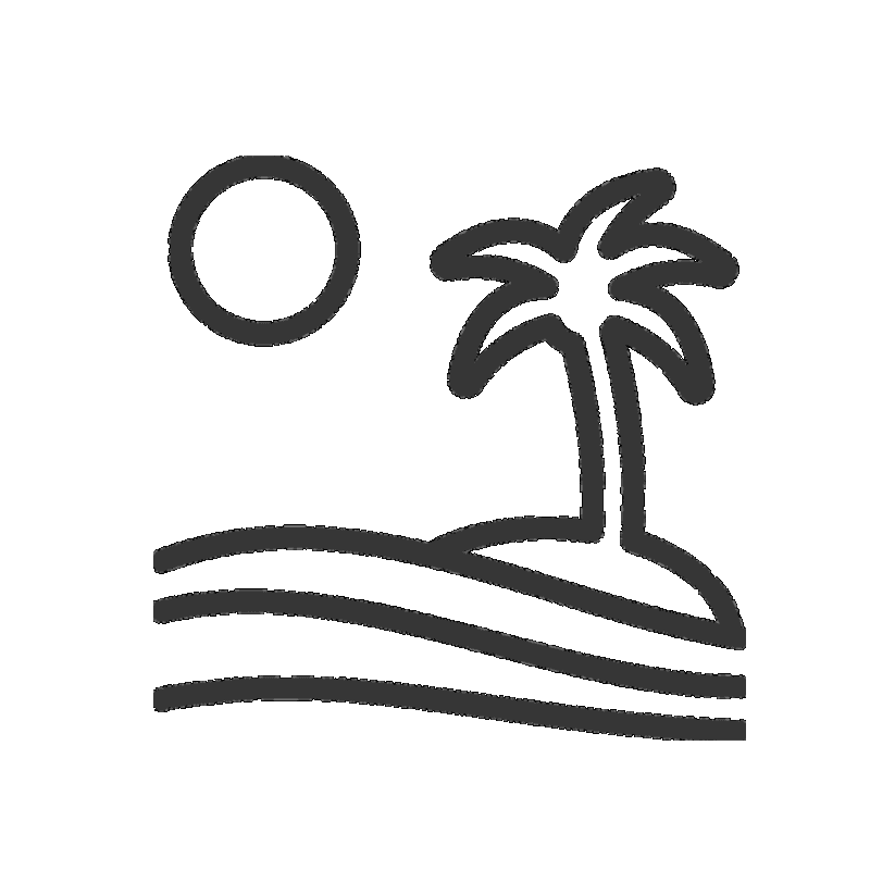 icon of the sun, beach and palm tree