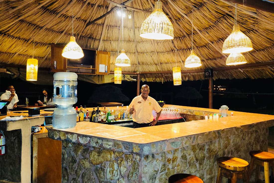 Bartender at Woven Palms Tiki Bar.