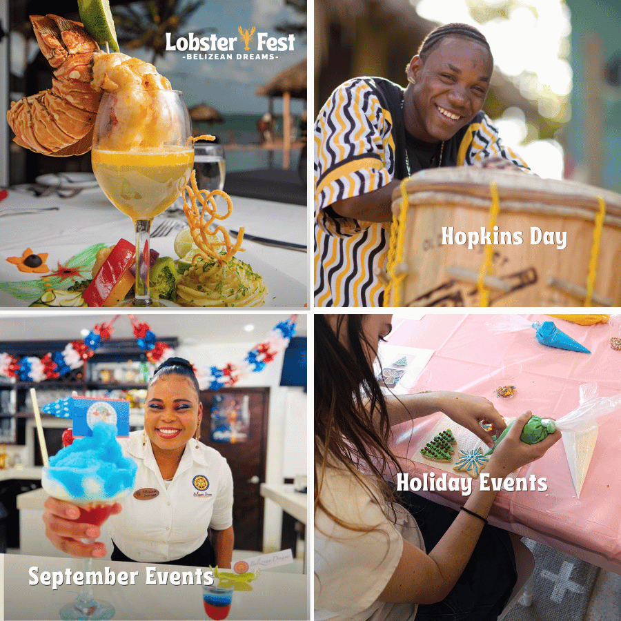 A collage featuring Lobster Fest dishes, cultural celebrations in Hopkins, a bartender serving drinks, and holiday crafting activities.