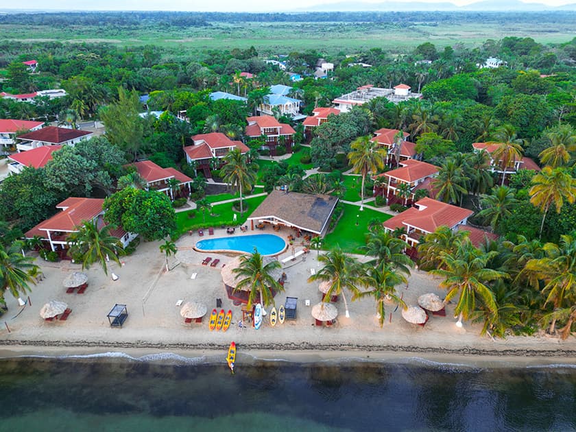 Aerial of Belizean Dreams Resort in Hopkins, Belize. Aerial of Belizean Dreams Resort in Hopkins, Belize.