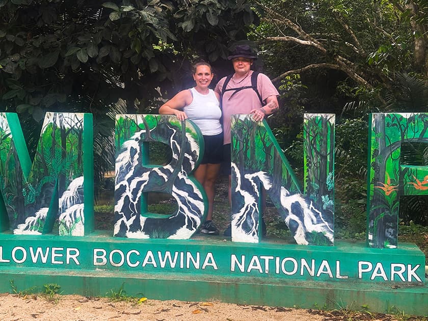 Couple about to take the waterfall hike on adventure tour.
