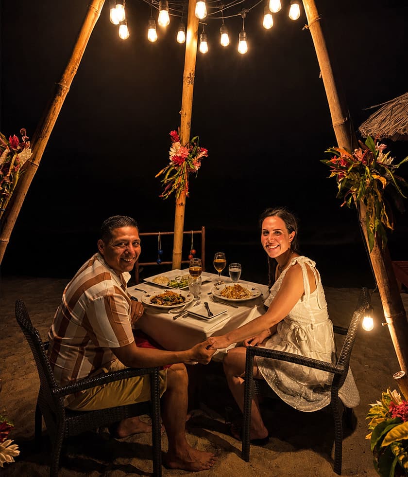 Romantic dinner on the beach