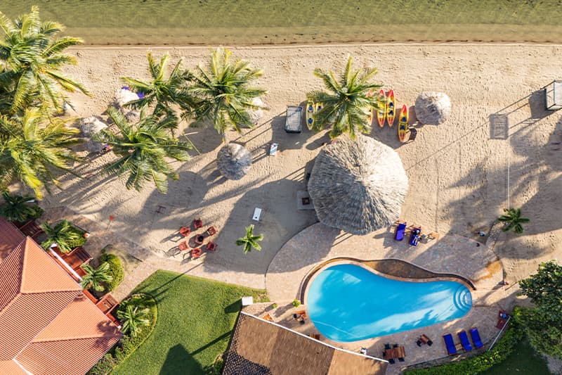 Aerial image of pool at Belizean Dreams