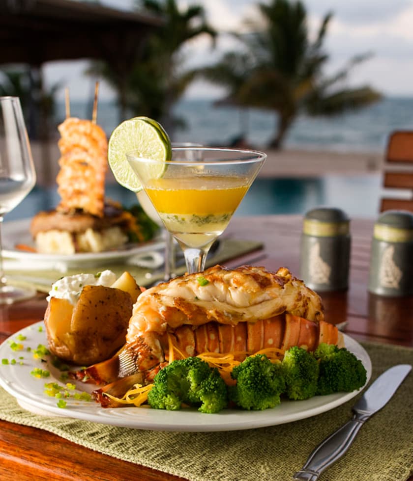 Fresh Lobster dinner at Belizean Dreams